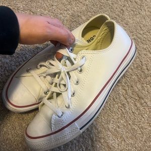 White low cut leather converse